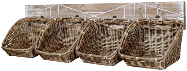 Chic Antique - Kleiderhakenleiste Garderobenleiste mit 4 Haken 4 Körben 41071100