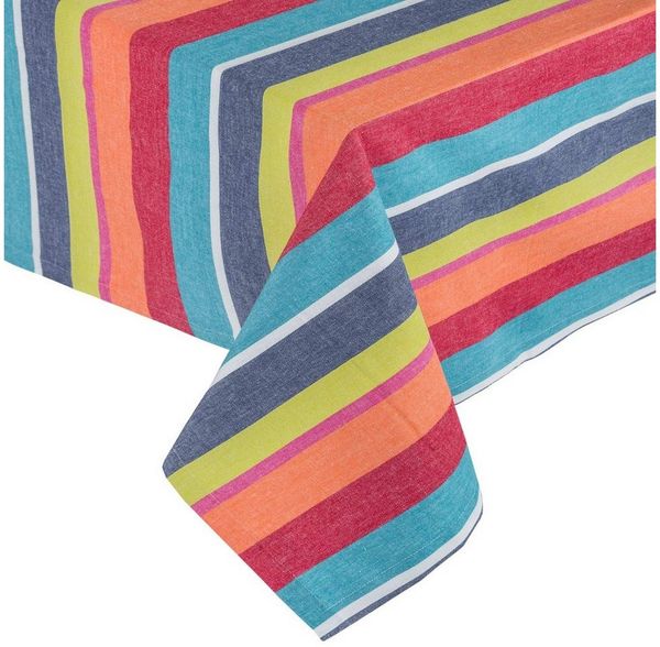 Homescapes Tischdecke Bunte Tischdecke gestreift – 137 x 137 cm, 100% Baumwolle (1-tlg)