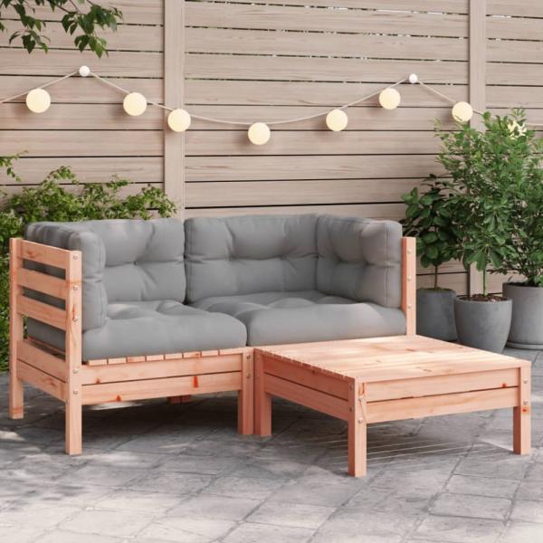 vidaXL Gartensofa mit Kissen und Hocker 2-Sitzer 838179