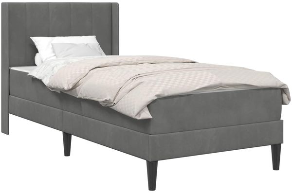 vidaXL Bettgestell mit Matratze Dunkelgrau 90 x 190 cm Samt 3414832 Bild 2