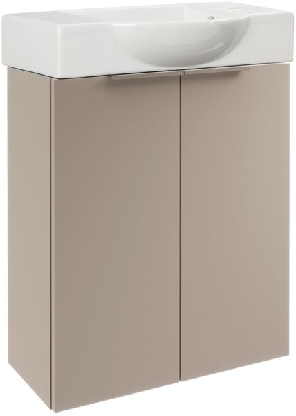 FACKELMANN SBC B.PARIS Gäste WC Waschtisch Set 55 cm breit, Grau, Waschbecken Keramik Weiß, Hahnloch rechts