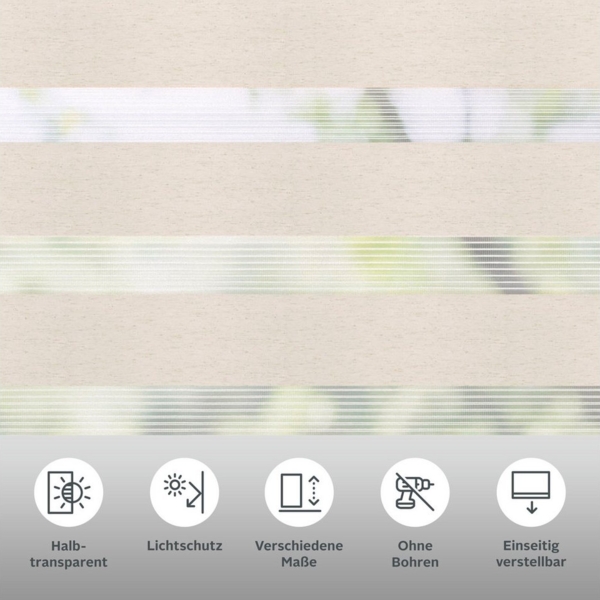 Doppelrollo Greta, my home, Lichtschutz, ohne Bohren, freihängend, Klemmträger mit Feststellschraube, mit Kassette, Befestigung mit Klemmträgern Bild 2