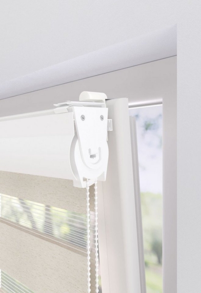 Doppelrollo Greta, my home, Lichtschutz, ohne Bohren, freihängend, Klemmträger mit Feststellschraube, mit Kassette, Befestigung mit Klemmträgern Bild 3