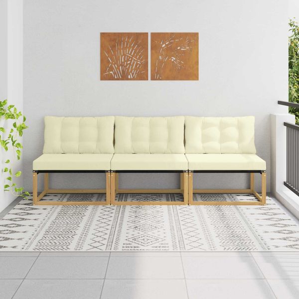 vidaXL Outdoor Mittelsofa Massives Akazienholz und Textilene Weiß 901649