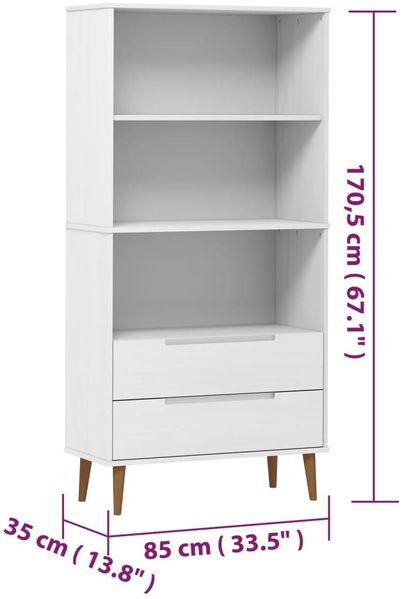 vidaXL Bücherregal MOLDE Weiß 85x35x170,5 cm Massivholz Kiefer 350541 Bild 8