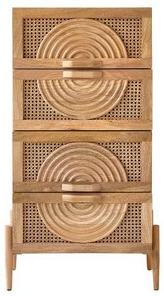 Tikamoon Kommode Sina Kommode aus massivem Mangoholz und Rattan