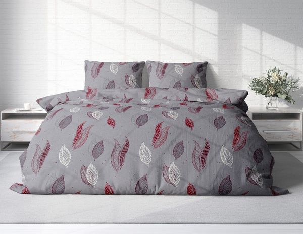 One Home Bettwäsche Leaves, Fleece, 3 teilig, Blätter modern, kuschelig flauschig warm weich Winter Doppelbett