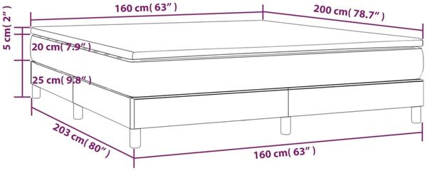 vidaXL Boxspringbett mit Matratze Dunkelgrau 160x200 cm Stoff 3144184 Bild 10