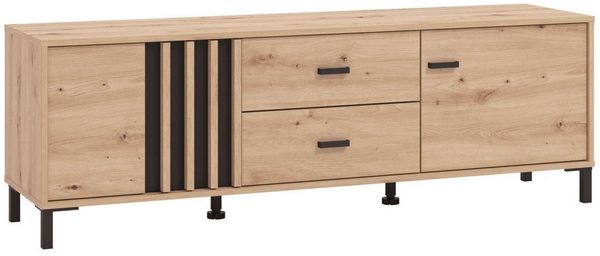 Home affaire Lowboard LAVAL, TV-Board, TV-Kommode, TV-Schrank, TV-Unterschrank, TV-Möbel, Modernes Lowboard in Artisan-Dekor mit viel Stauraum, Lamellen-Optik
