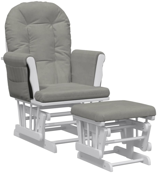 vidaXL Schaukelsessel mit Hocker Gleitend Hellgrau Stoff 351662