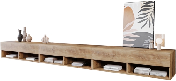 TV-Lowboard A300 (Farbe: Kastanien Breslau, mit weißer LED Beleuchtung)