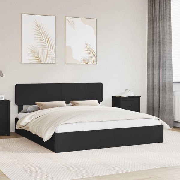vidaXL Aufbewahrungsbett Schwarz 200 x 200 cm Holzwerkstoff 3412242