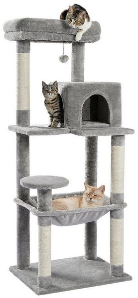PAWZ Road Kratzbaum Kratzbaum 143cm Groß Katzenspielturm stabiles schönes Katzenhaus, Größe Höhle Hängematte