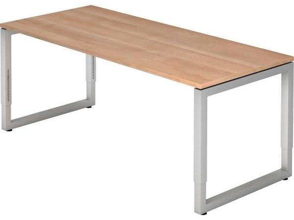 Schreibtisch RS19 O-Fuß eckig 180x80cm Nussbaum Gestellfarbe: Silber