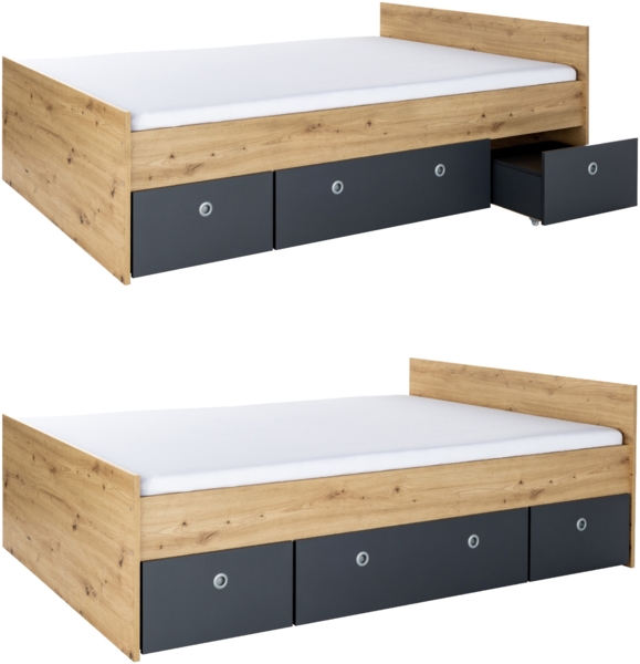 Arthur Berndt Jugendzimmer-Set »Alessio« 3-teilig, Liegefläche 140x200 cm, Anthrazit, Artisan Oak Bild 10