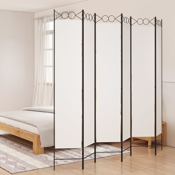 vidaXL 6-tlg. Paravent Weiß 240x220 cm Stoff 350174