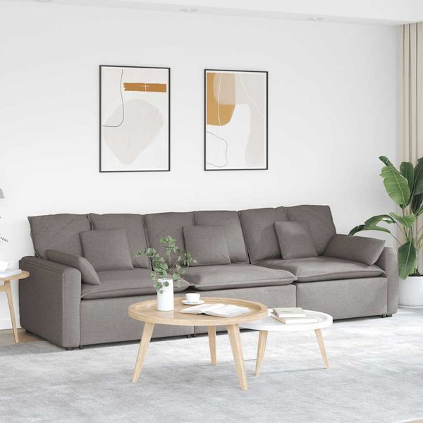 vidaXL Modulares Sofa mit Kissen Taupe 3321092