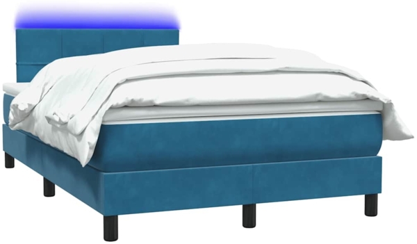 vidaXL Boxspringbett mit Matratze Dunkelblau 120x210 cm Samt 3316879 Bild 2