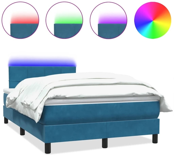 vidaXL Boxspringbett mit Matratze Dunkelblau 120x210 cm Samt 3316879 Bild 1