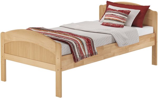 Überlanges Holzbett mit hoher Sitzkante Buche natur 90x220 Zubehör wählbar V-60.75-09-220ohne Zubehör