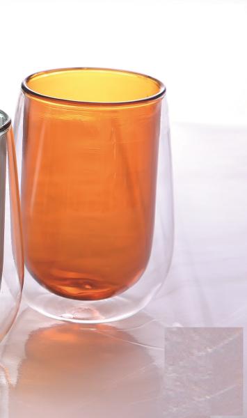 2er Gläser-Set Doppelwand Glas Cift Camli Bardak 300 ml Trinkgläser orange