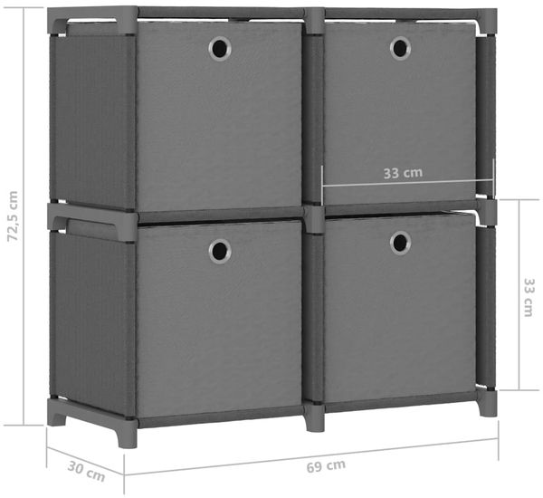 vidaXL Würfelregal mit 4 Boxen Grau 69x30x72,5 cm Stoff 322601 Bild 9