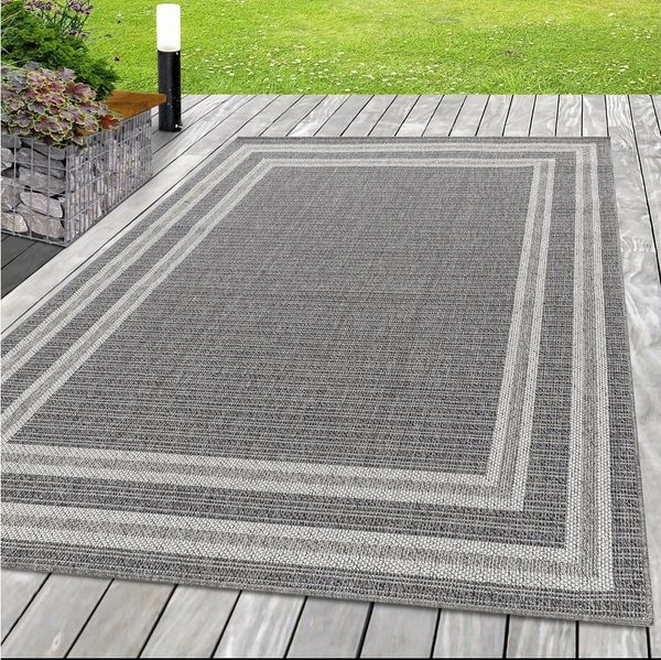 SIMPEX24 Outdoorteppich Bordüre Design, Läufer, Höhe: 7 mm, Outdoor Teppich Bordüre Design Wetterfest für Terrasse Balkon Küche