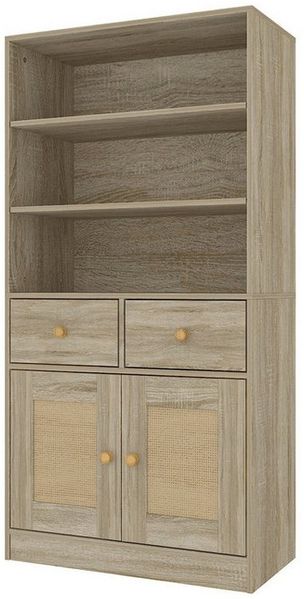 FUFU&GAGA Vorratsschrank Vorratsschrank mit Rattantüren, Beige, MDF, 60×29,7×120 cm