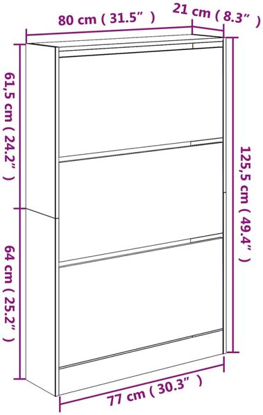 vidaXL Schuhschrank Betongrau 80x21x125,5 cm Holzwerkstoff 839927 Bild 9