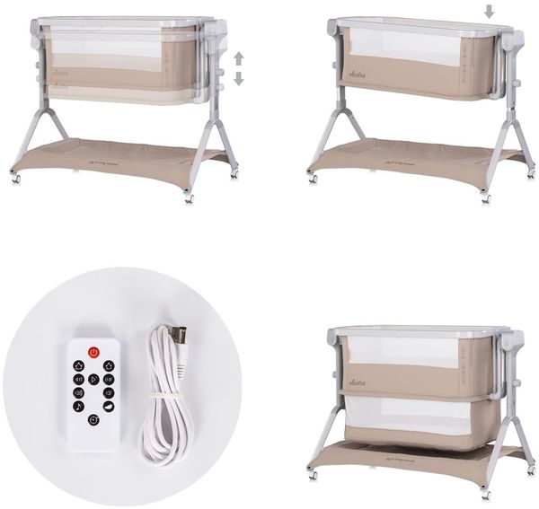 Chipolino Beistellbett Electra Schaukelfunktion Musik Korb Moskitonetz Matratze beige Bild 4