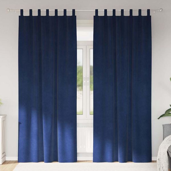 vidaXL Verdunkelungsvorhänge 2 pcs Dunkelblau 140 x 225 cm Samt 4107205