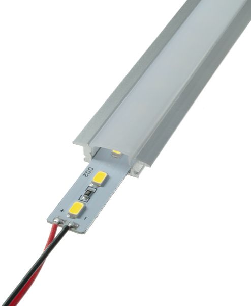 LED Aluschienen Set aus Alustrip und Schiene Profil D 1m Blau milchig