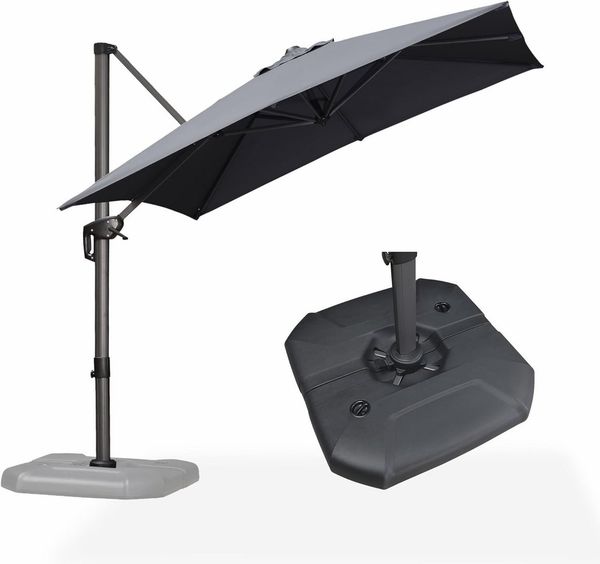 PURPLE LEAF Sonnenschirm Quadratischer Alu Außenbereich Ampelschirm mit Schirmständer, LxB: 300,00x300,00 cm, 360°Rotation, Sonnenschutz UV50+, für Garten, Terrasse, Pool, Balkon