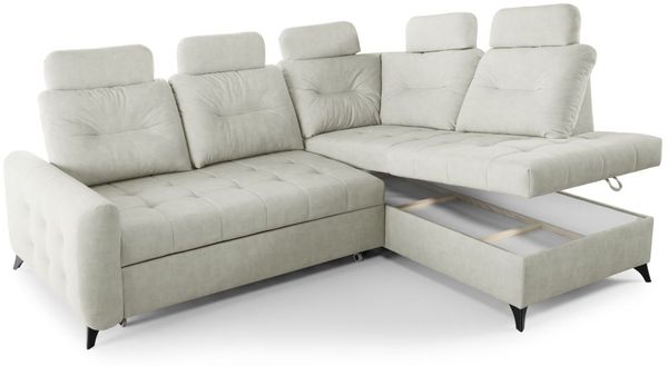 Ecksofa Schlafsofa Sofa WENDIE Stoff Hold Me Hellbeige Ottomane Rechts Bild 2