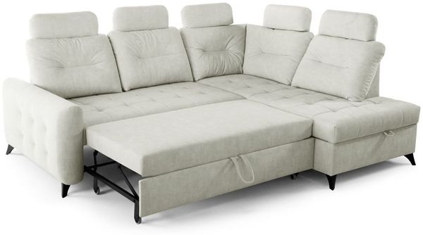 Ecksofa Schlafsofa Sofa WENDIE Stoff Hold Me Hellbeige Ottomane Rechts Bild 3
