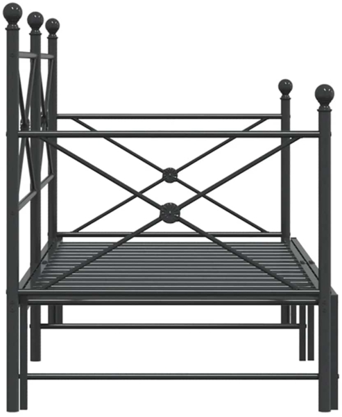 vidaXL Tagesbett Ausziehbar ohne Matratze Schwarz 90x190 cm Stahl 4104674 Bild 6