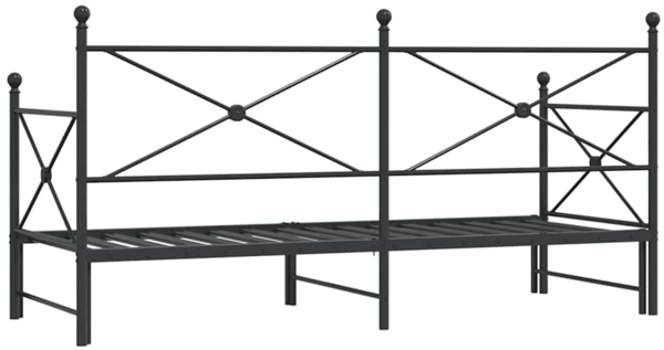 vidaXL Tagesbett Ausziehbar ohne Matratze Schwarz 90x190 cm Stahl 4104674 Bild 7