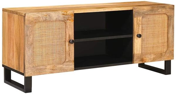 vidaXL TV-Schränk mit Regal Braun 105 x 33 x 46 cm Massivholz Mango 4018044