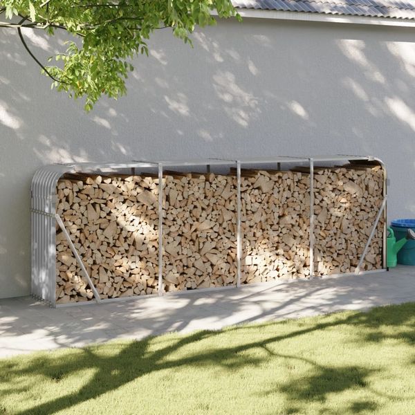 vidaXL Holzkorb Hellgrau 300 x 45 x 100 cm Verzinkter Stahl 364556
