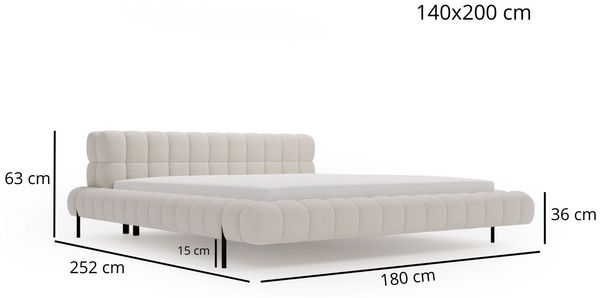 GRAINGOLD Imagine Doppelbett 140x200, mit Kopfteil, Lattenrost, Bouclé-Stoff, Braun Bild 7
