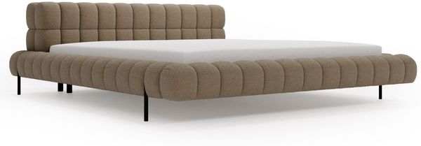 GRAINGOLD Imagine Doppelbett 140x200, mit Kopfteil, Lattenrost, Bouclé-Stoff, Braun Bild 2