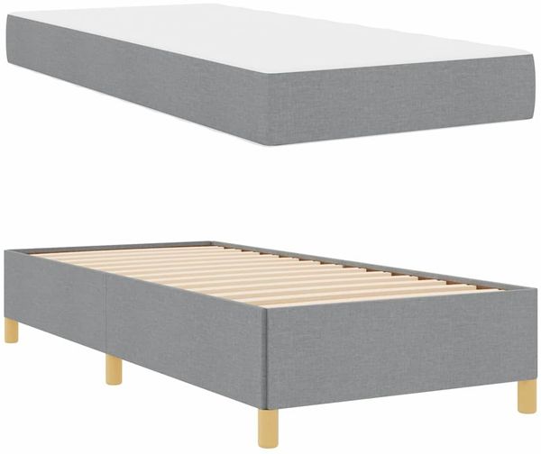 vidaXL Bettrahmen mit Matratze Hellgrau 90 x 190 cm Stoff 3398899 Bild 6