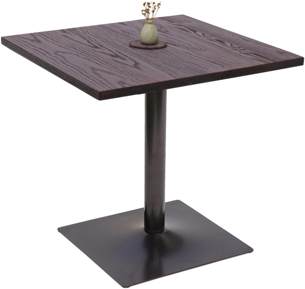 Bistrotisch HWC-H10, Bartisch Thekentisch, Industrial Gastro Metall Ulme Massivholz MVG 70x70cm ~ dunkelbraun