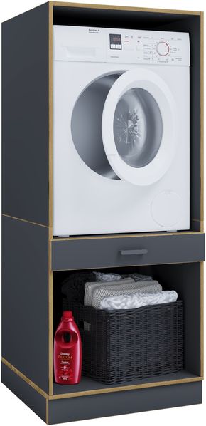 VCM Badmöbel Waschmaschinenschrank Rislo 921892 Anthrazit H. 162 x B. 67 x T. 48 cm