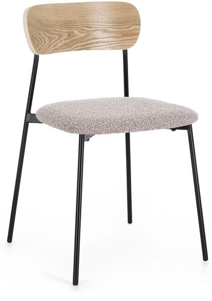 Esszimmerstuhl Genevieve aus Boucle-Stoff, modern skandinavisch, Braun, gepolstert, Metallgestell
