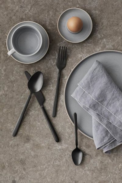 blomus Besteck-Set -STELLA- Designer Besteck-Serie in exklusiven Farben (4-tlg), 4 Personen, Edelstahl, Kuchengabeln, Espressolöffel, Elegant, Gold, Schwarz, Silber, Design Award
