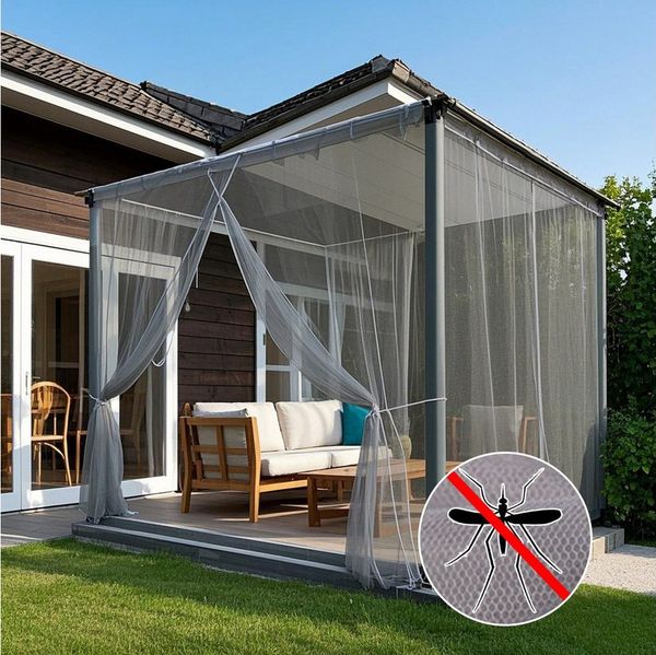 BTTO V&G Vorhang Moskitonetz,Outdoor Vorhang,DIY Größe (1 St), transparent, Insektenschutz,für Garten Balkon Patio Porch Pool Wohnzimme