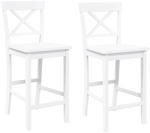 vidaXL Barhocker 2 Stk. Weiß Massivholz Gummibaum 4102553