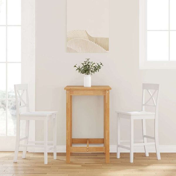 vidaXL Barhocker 2 Stk. Weiß Massivholz Gummibaum 4102553