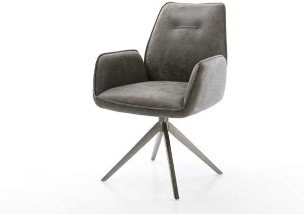 Drehstuhl Zoa-Flex Mikrofaser Grau Antik Kreuzgestell breit Graphit 360° drehbar Wippfunktion Taschenfederkern